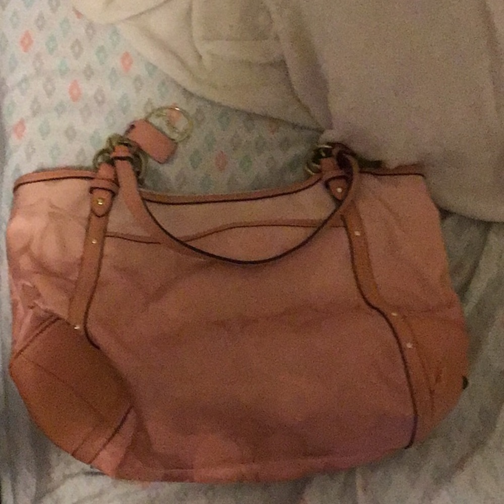 salmon pink coach bag